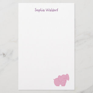 Sweet Elephant (Pink) Stationery