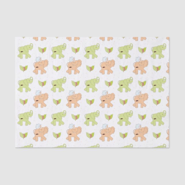 Sweet Elephants Baby Themed Tissue Paper (Front)