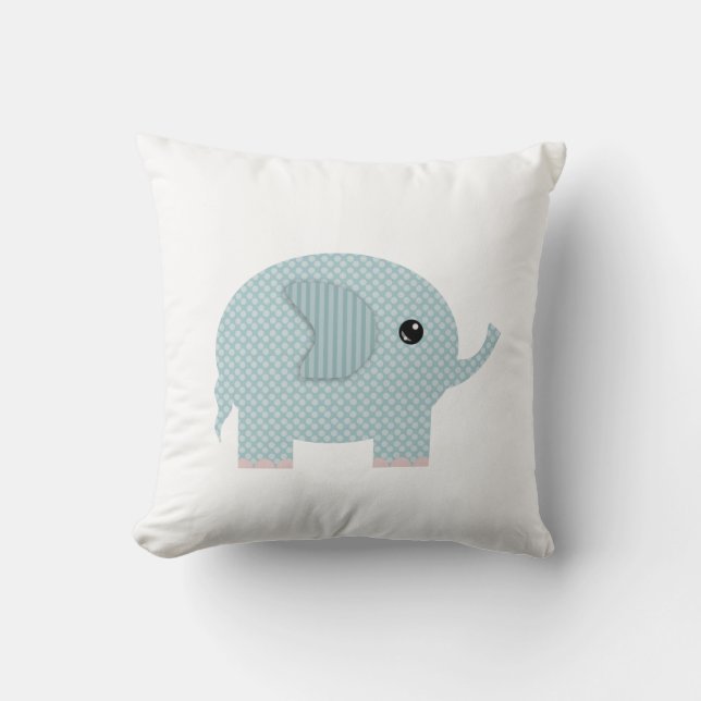 Sweet Elephants Nursery Decor Throw Pillow (Front)