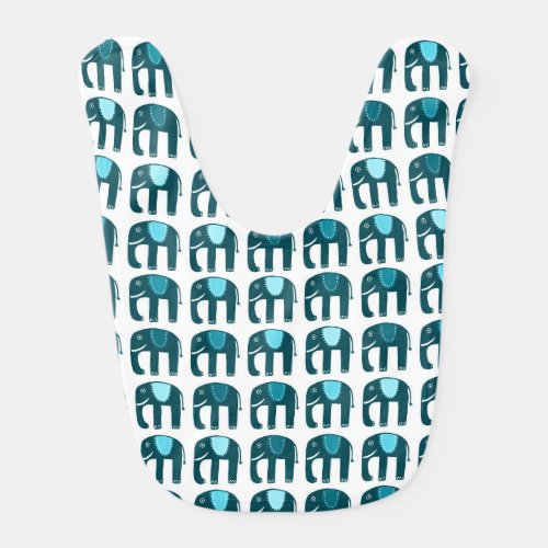 Sweet Elephants Pattern Blue Baby Bib
