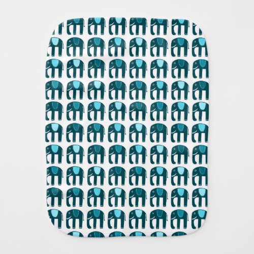 Sweet Elephants Pattern Blue Baby Burp Cloth