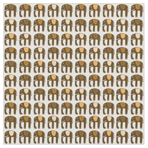 Sweet Elephants Pattern Neutrals Brown Fabric