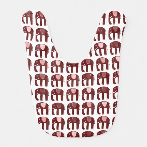 Sweet Elephants Pattern Red Pink Baby Bib