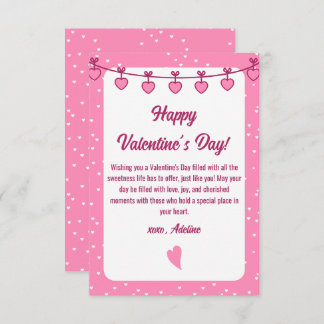 Sweet Embrace: Pink, White Romantic Valentines Day Note Card