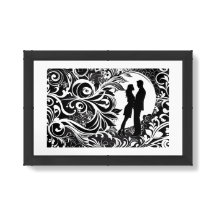 Sweet Embrace White & Black Silhouette Kiss Forest