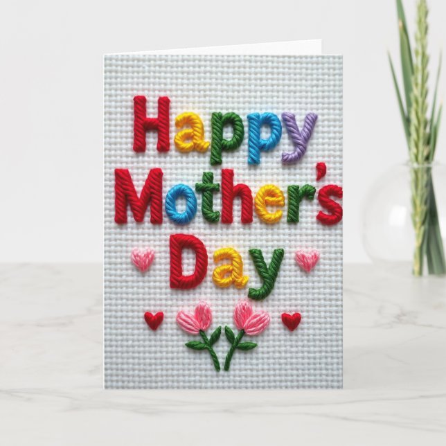 Sweet Embroidered Mothers Day Card (Front)