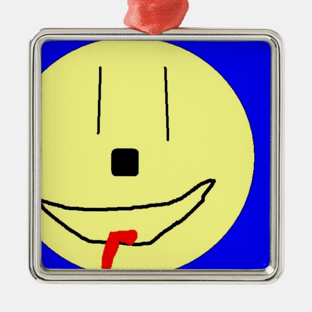 Sweet Emoji,  Yellow Blue, Art By Kids :) Metal Ornament (Front)