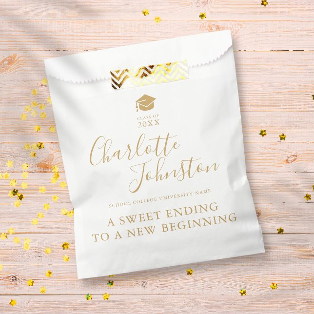 Sweet Ending New Beginning Gold Graduation Party Favor Bag (Creator Uploaded)