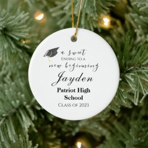 Sweet Ending New Beginning Graduation Custom Ornam Ceramic Ornament