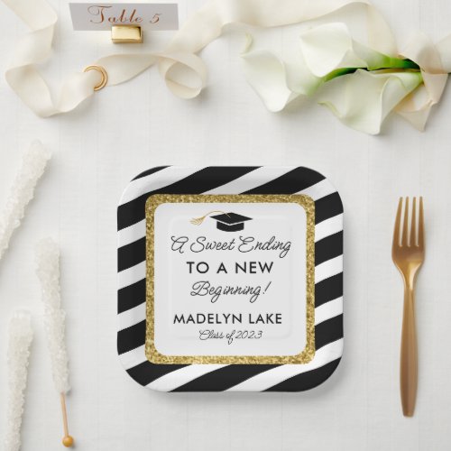 Sweet ending New Beginning Graduation Dessert Paper Plates