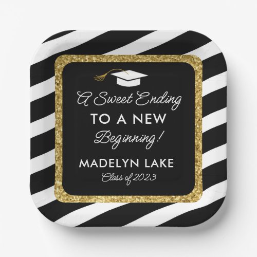 Sweet ending New Beginning Graduation Dessert Paper Plates