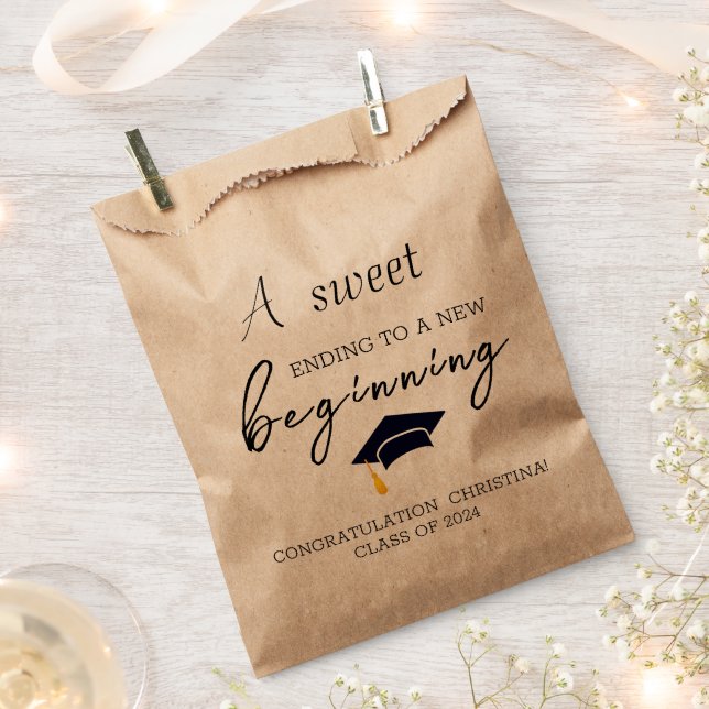 Sweet Ending New Beginning Graduation  Favor Bag (Clipped)