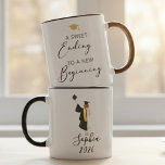 Sweet Ending New Beginning Graduation Name Design Mug<br><div class="desc">This elegant graduation design features the phrase A Sweet Ending to a New Beginning in a soft script and serif layout with a graduate illustration below. The clean neutral palette and simple composition give it a polished, feminine graduation look while keeping the message warm and uplifting. The sample name and...</div>