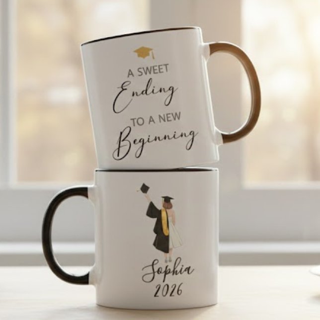 Sweet Ending New Beginning Graduation Name Design Mug (Creator Uploaded)