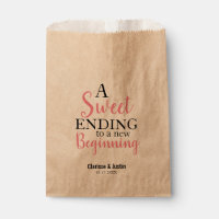 Sweet Ending New Beginning Pink Script Wedding