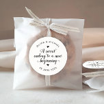 Sweet Ending New Beginning Wedding Simple Black Classic Round Sticker<br><div class="desc">A Classic Black Thank You Wedding Sticker featuring "A sweet ending to a New beginning" in a rustic modern elegant font calligraphy. 
You can easily personalized it with your names and wedding date.</div>