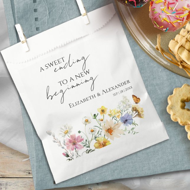 Sweet Ending New Beginning | Wildflower Wedding Favor Bag (Creator Uploaded)