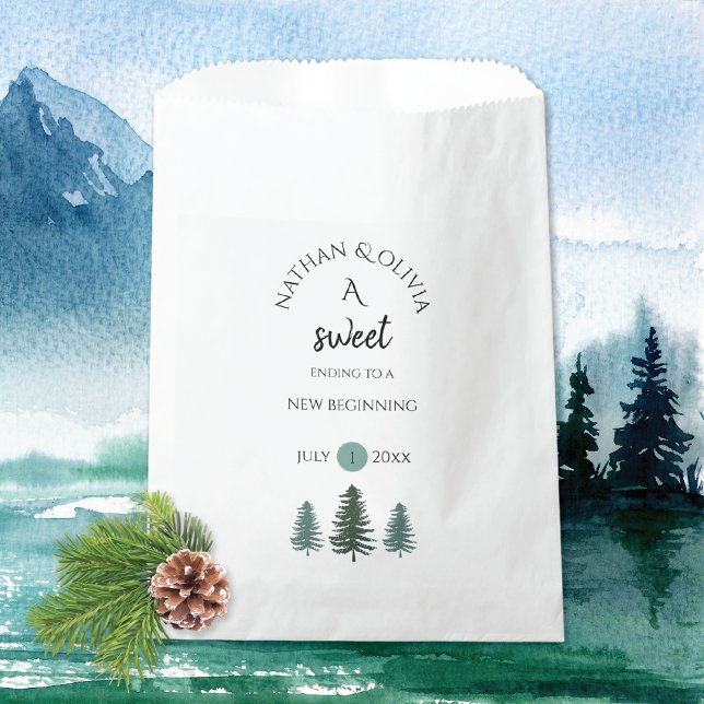 Sweet Ending Pine Trees Mountain Wedding Favor Bag (Creator Uploaded)