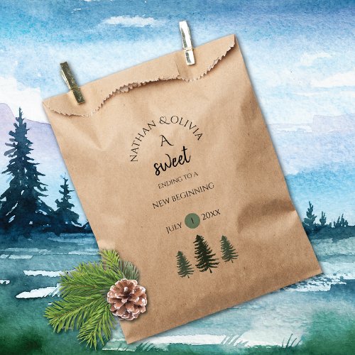 Sweet Ending Pine Trees Mountain Wedding Favor Bag