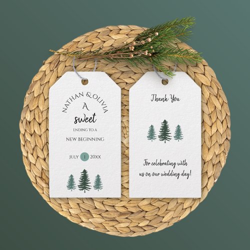 Sweet Ending Pine Trees Wedding Gift Tags