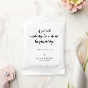 Sweet Ending Simple Modern Script White Wedding Hot Chocolate Drink Mix