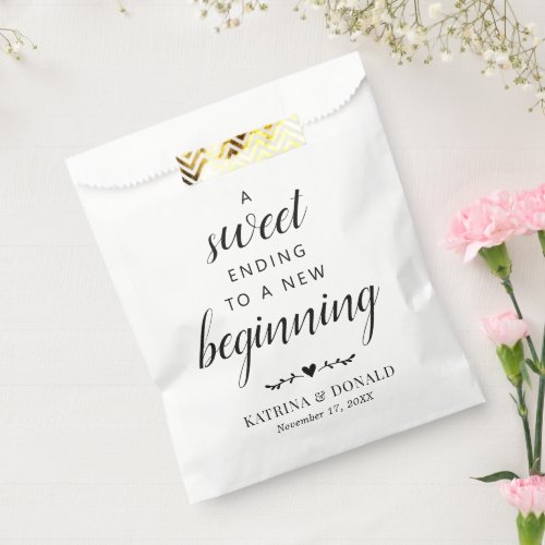 Sweet Ending To A New Beginning Classic  Wedding Favor Bag