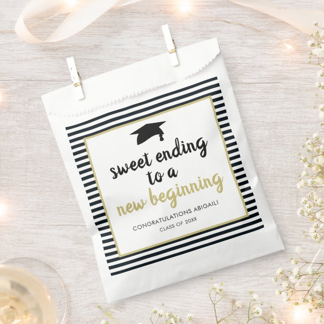 Sweet Ending to a New Beginning Graduation Favor Bag (Clipped)