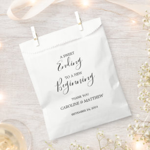 Sweet ending to a new beginning thank you wedding favor bag