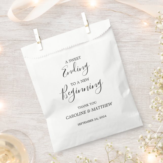 Sweet ending to a new beginning thank you wedding favor bag (Clipped)
