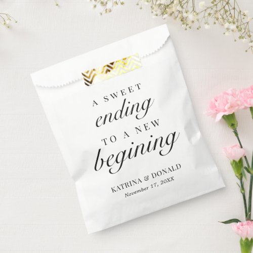 Sweet Ending To A New Beginning Wedding  Favor Bag