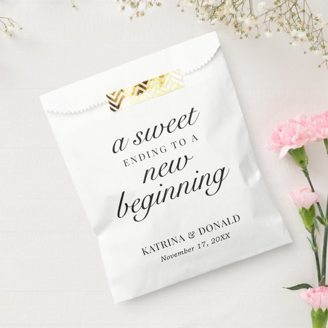 Sweet Ending To A New Beginning Wedding  Favor Bag (Sealed)