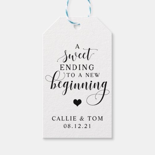 Sweet Ending To A New Beginning Wedding Favor Tag