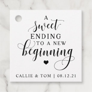 Sweet Ending To A New Beginning Wedding Favor Tag