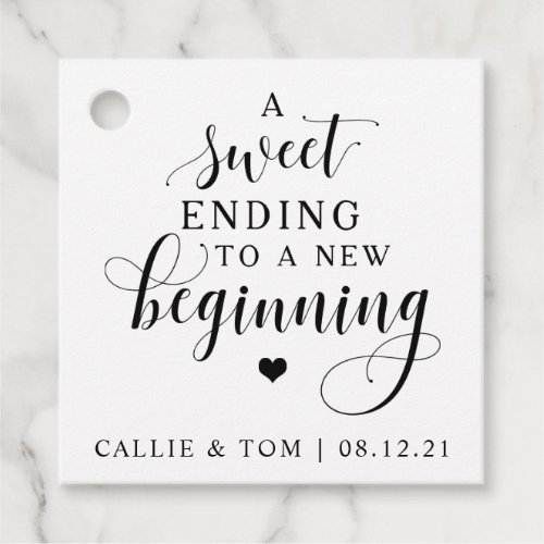 Sweet Ending To A New Beginning Wedding Favor Tag