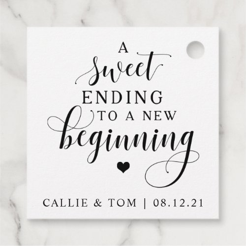 Sweet Ending To A New Beginning Wedding Favor Tag