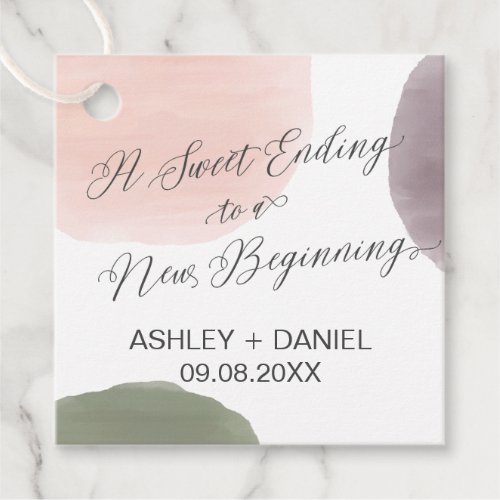 Sweet Ending to a New Beginning Wedding Gift Tag Favor Tags