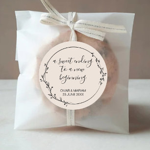 Sweet Ending to New Beginning Elegant Botanical  Classic Round Sticker