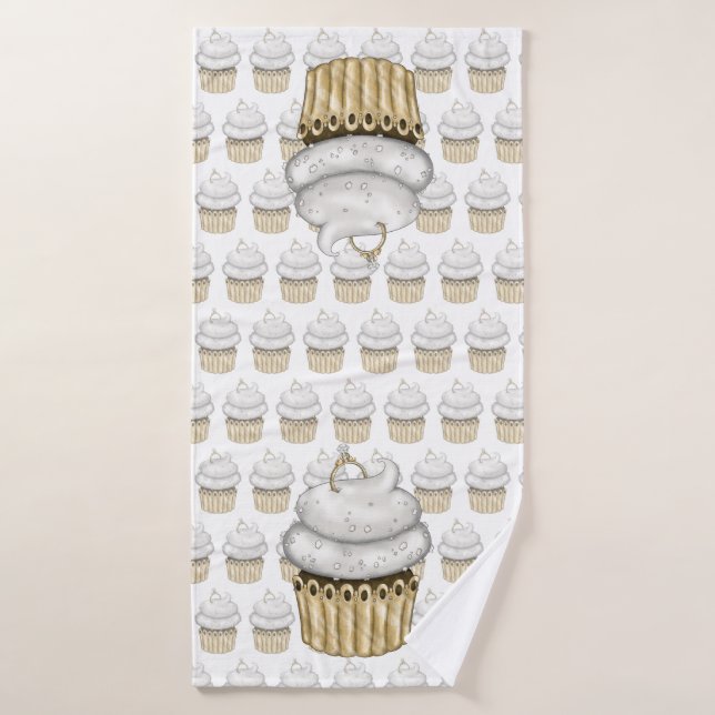 Sweet Engagement Cupcake Bath Towel (Bath Towel)