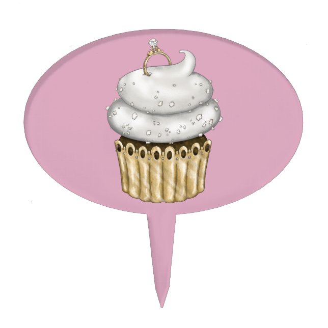 Sweet Engagement Cupcake Cake Topper (Front)