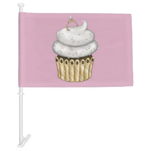 Sweet Engagement Cupcake Car Flag