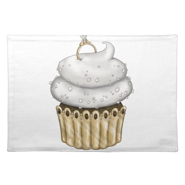 Sweet Engagement Cupcake Cloth Placemat (Front)