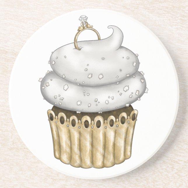 Sweet Engagement Cupcake Coaster (Front)