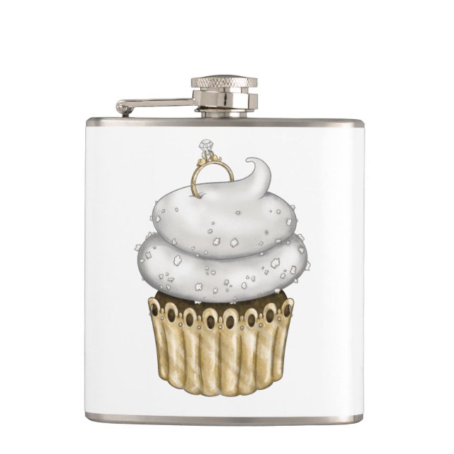 Sweet Engagement Cupcake Flask (Front)