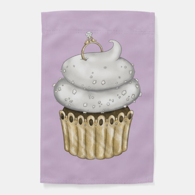 Sweet Engagement Cupcake Garden Flag (Front)