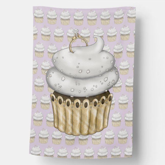 Sweet Engagement Cupcake House Flag (Front)