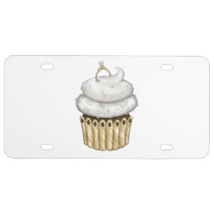 Sweet Engagement Cupcake License Plate