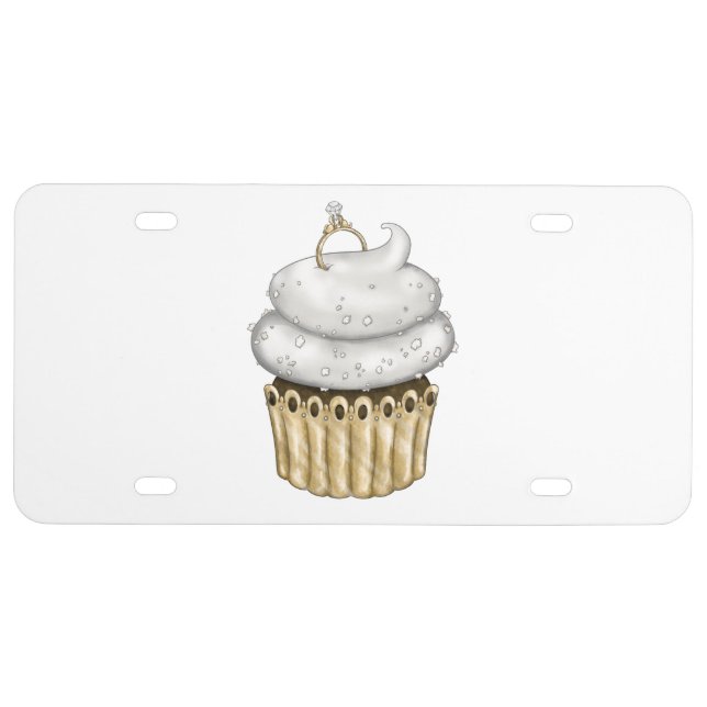 Sweet Engagement Cupcake License Plate (Front)