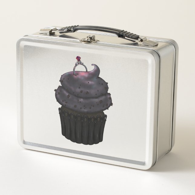Sweet Engagement Cupcake Metal Lunch Box (Front)