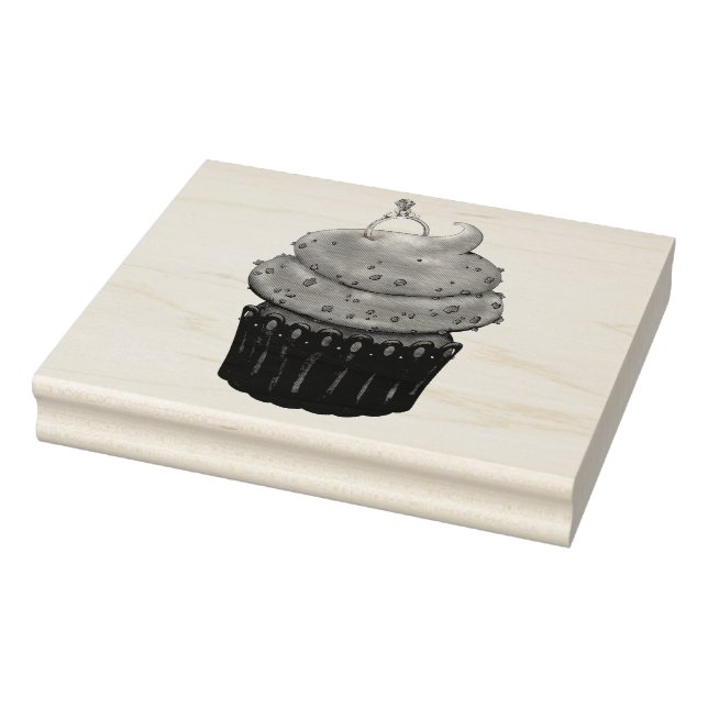Sweet Engagement Cupcake Rubber Stamp (Stamp)