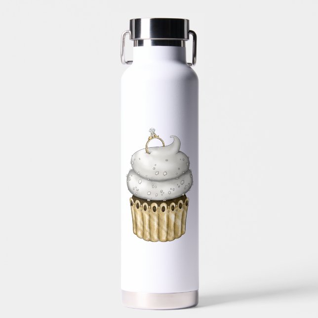 Sweet Engagement Cupcake Water Bottle (Front)